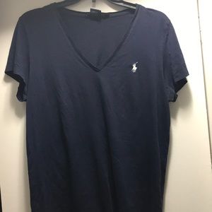 Short sleeve navy blue vneck